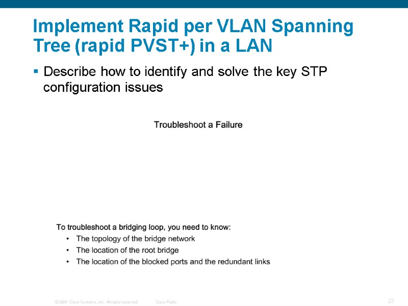 Implement Rapid per VLAN Spanning Tree (rapid PVST+) in a LAN Describe how to